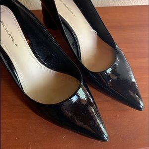 Zara Shoes in Black Shiny Pointed Toe Block Heels